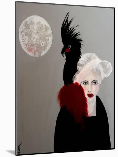 Lady with Black Cockatoo, 2016-Susan Adams-Mounted Giclee Print