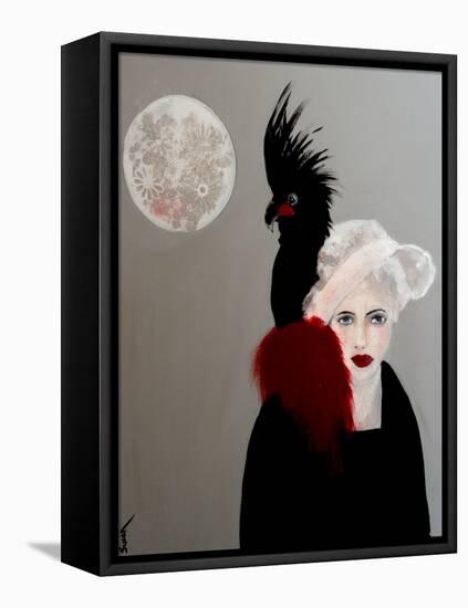 Lady with Black Cockatoo, 2016-Susan Adams-Framed Premier Image Canvas