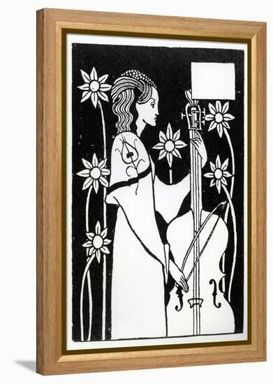 Lady with Cello, from 'Le Morte D'Arthur'-Aubrey Beardsley-Framed Premier Image Canvas