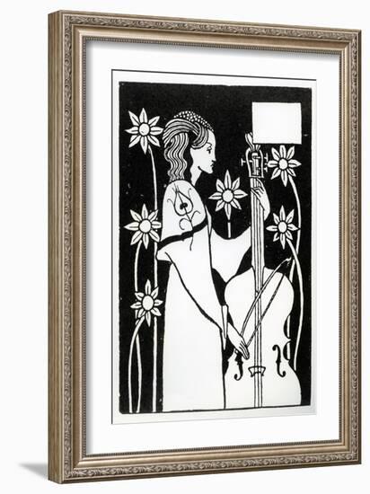 Lady with Cello, from 'Le Morte D'Arthur'-Aubrey Beardsley-Framed Giclee Print