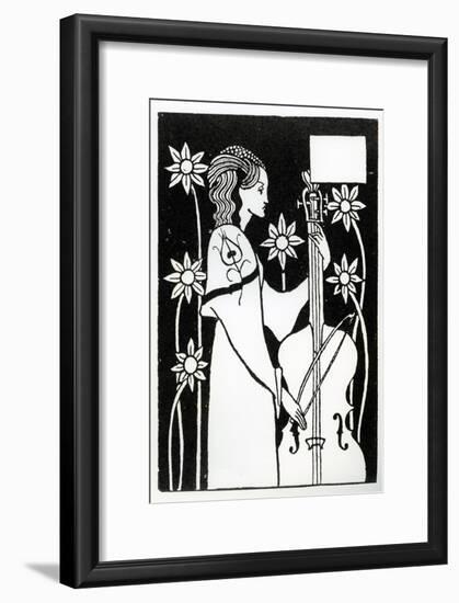 Lady with Cello, from 'Le Morte D'Arthur'-Aubrey Beardsley-Framed Giclee Print