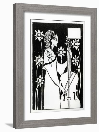 Lady with Cello, from 'Le Morte D'Arthur'-Aubrey Beardsley-Framed Giclee Print