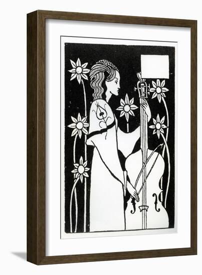 Lady with Cello, from 'Le Morte D'Arthur'-Aubrey Beardsley-Framed Giclee Print