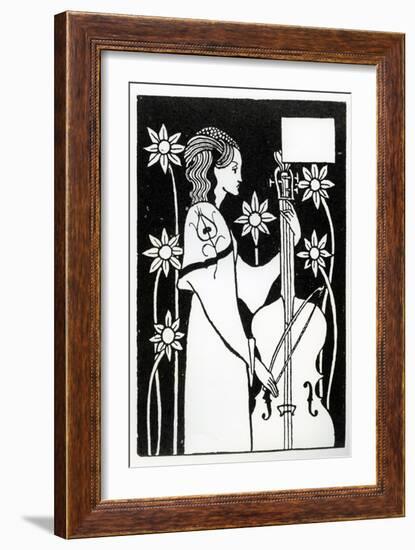 Lady with Cello, from 'Le Morte D'Arthur'-Aubrey Beardsley-Framed Giclee Print