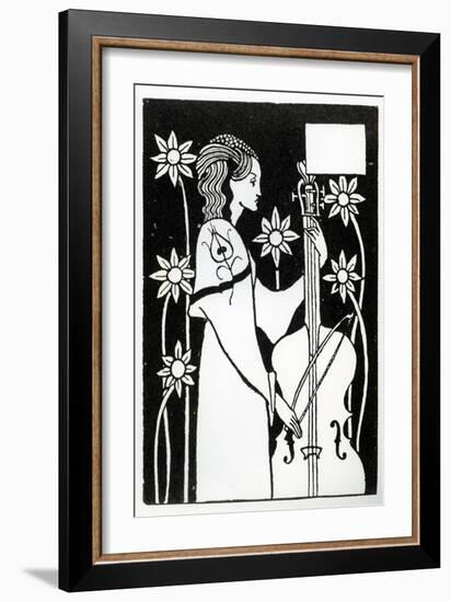 Lady with Cello, from 'Le Morte D'Arthur'-Aubrey Beardsley-Framed Giclee Print