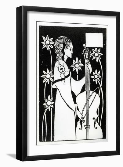 Lady with Cello, from 'Le Morte D'Arthur'-Aubrey Beardsley-Framed Giclee Print