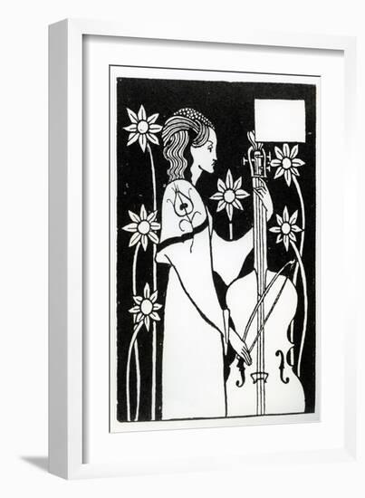 Lady with Cello, from 'Le Morte D'Arthur'-Aubrey Beardsley-Framed Giclee Print