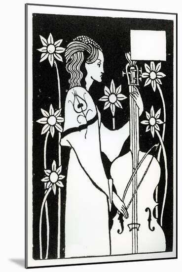 Lady with Cello, from 'Le Morte D'Arthur'-Aubrey Beardsley-Mounted Giclee Print
