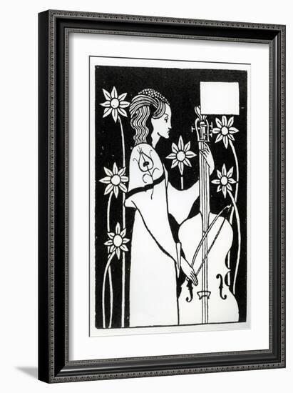 Lady with Cello, from 'Le Morte D'Arthur'-Aubrey Beardsley-Framed Giclee Print