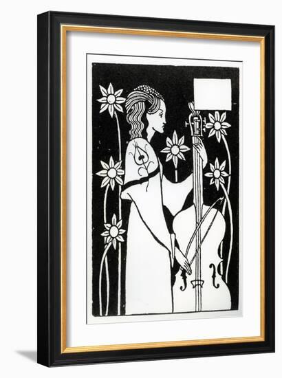 Lady with Cello, from 'Le Morte D'Arthur'-Aubrey Beardsley-Framed Giclee Print