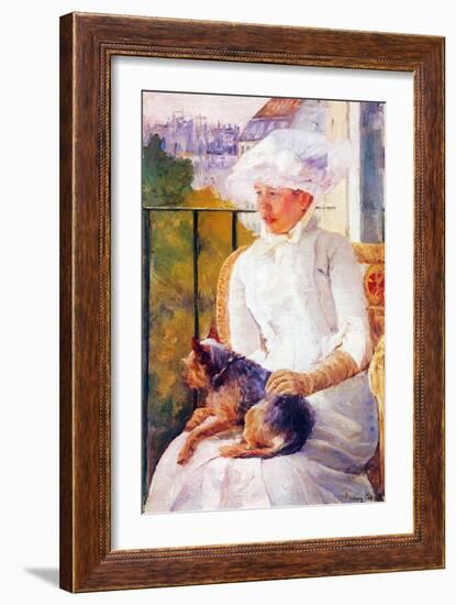 Lady with Dog-Mary Cassatt-Framed Art Print