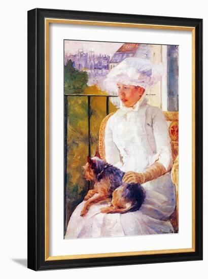 Lady with Dog-Mary Cassatt-Framed Art Print