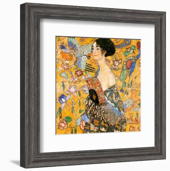 Lady with Fan-Gustav Klimt-Framed Art Print