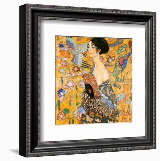 Lady with Fan-Gustav Klimt-Framed Art Print