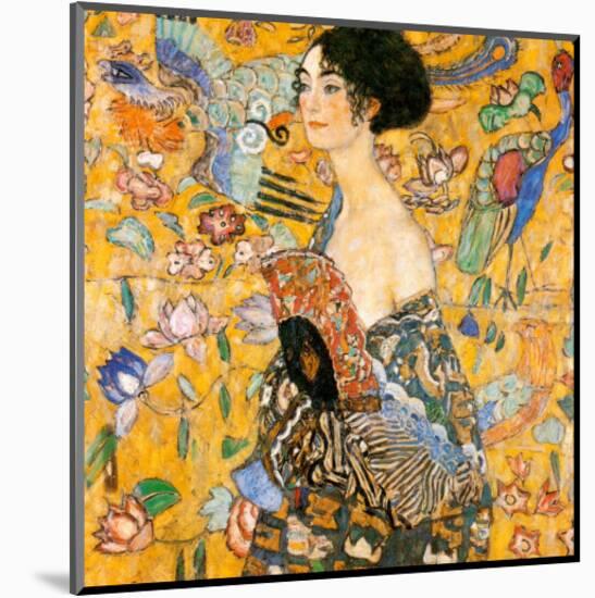 Lady with Fan-Gustav Klimt-Mounted Art Print