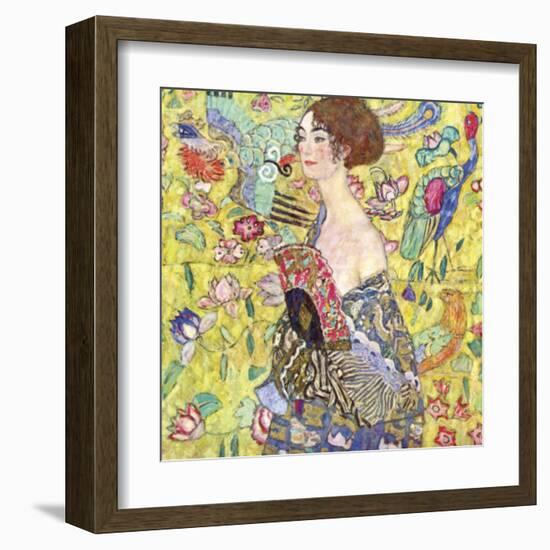 Lady with Fan-Gustav Klimt-Framed Art Print