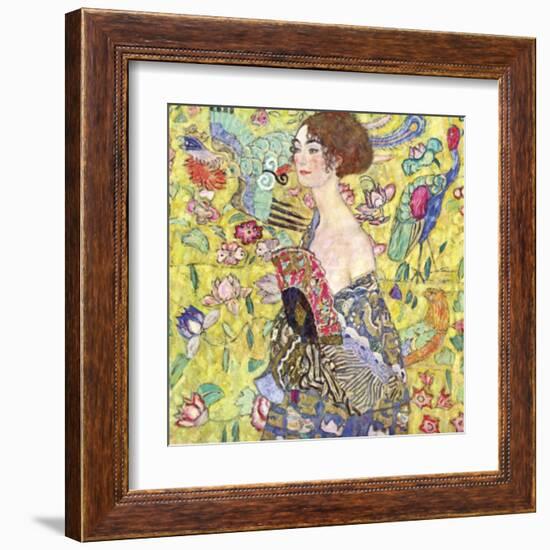 Lady with Fan-Gustav Klimt-Framed Art Print