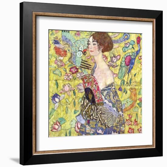 Lady with Fan-Gustav Klimt-Framed Art Print