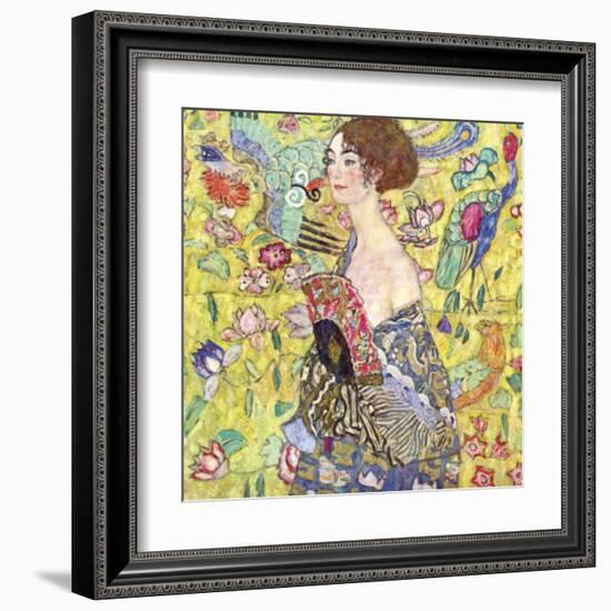 Lady with Fan-Gustav Klimt-Framed Art Print