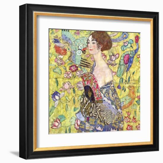 Lady with Fan-Gustav Klimt-Framed Art Print