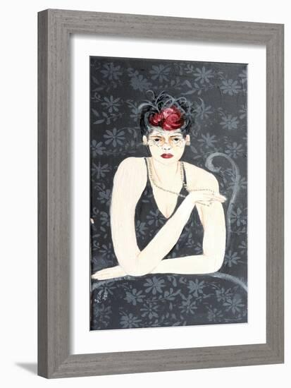 Lady with Fascinator and Red Flower, 2015-Susan Adams-Framed Giclee Print