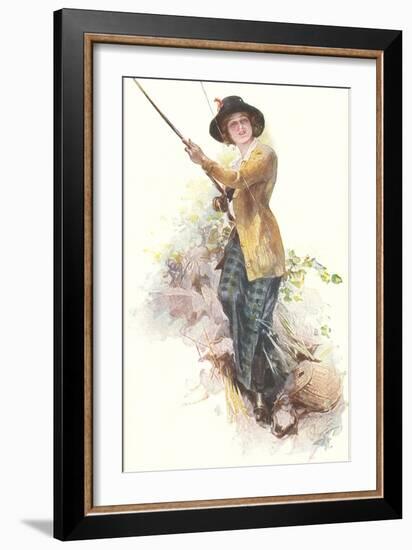 Lady with Fishing Rod-null-Framed Art Print