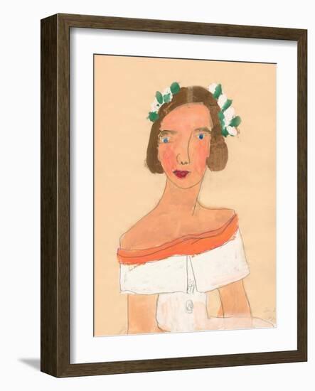 Lady with Flowers In Hair-Norma Kramer-Framed Art Print