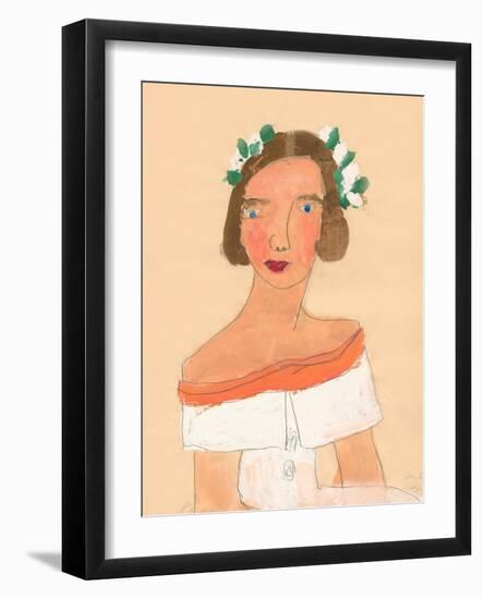 Lady with Flowers In Hair-Norma Kramer-Framed Art Print