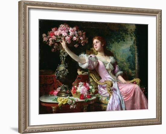 Lady with Flowers-Ladislaw von Czachorski-Framed Giclee Print