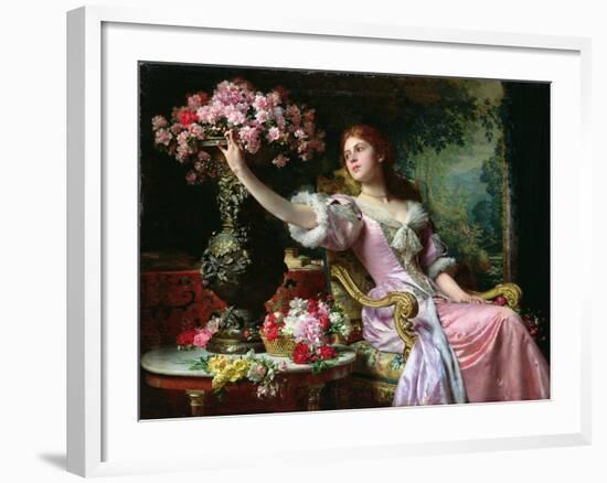 Lady with Flowers-Ladislaw von Czachorski-Framed Giclee Print