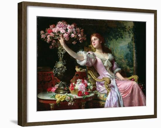 Lady with Flowers-Ladislaw von Czachorski-Framed Giclee Print