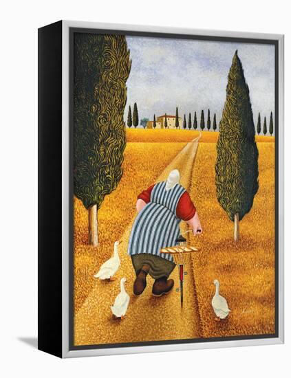 Lady with Fresh Bread-Lowell Herrero-Framed Stretched Canvas