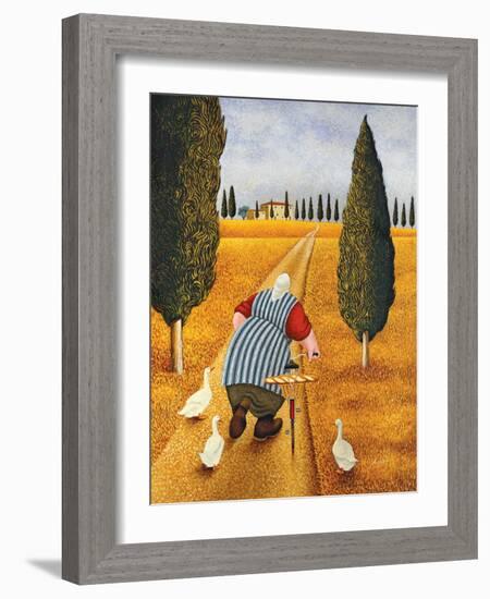 Lady with Fresh Bread-Lowell Herrero-Framed Art Print