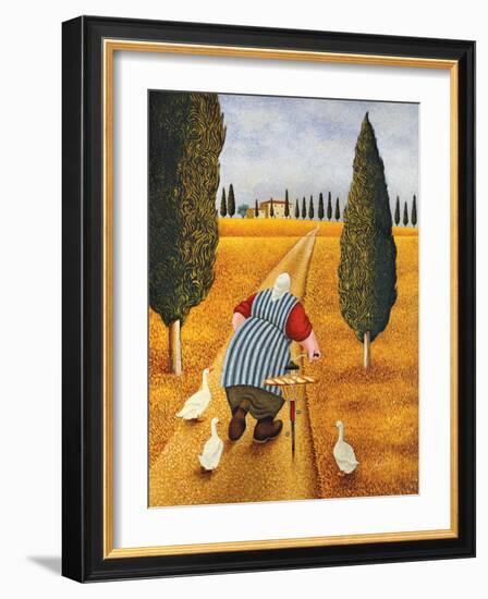 Lady with Fresh Bread-Lowell Herrero-Framed Art Print