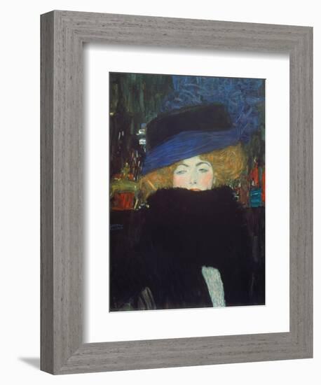 Lady with Hat and Feather Boa, 1909-Gustav Klimt-Framed Giclee Print