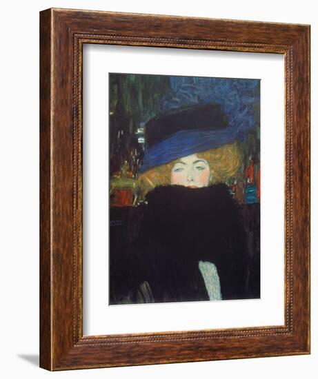 Lady with Hat and Feather Boa, 1909-Gustav Klimt-Framed Giclee Print