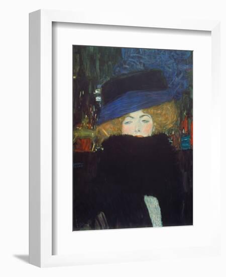 Lady with Hat and Feather Boa, 1909-Gustav Klimt-Framed Giclee Print