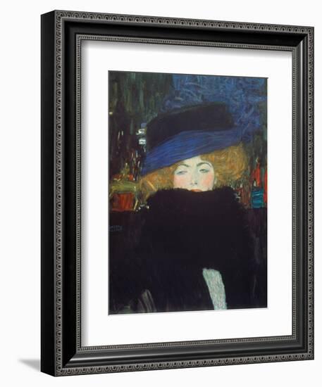 Lady with Hat and Feather Boa, 1909-Gustav Klimt-Framed Giclee Print