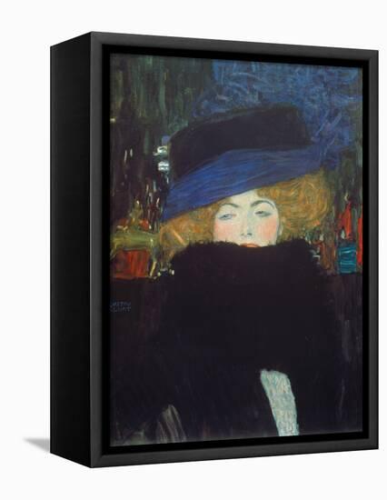 Lady with Hat and Feather Boa, 1909-Gustav Klimt-Framed Premier Image Canvas