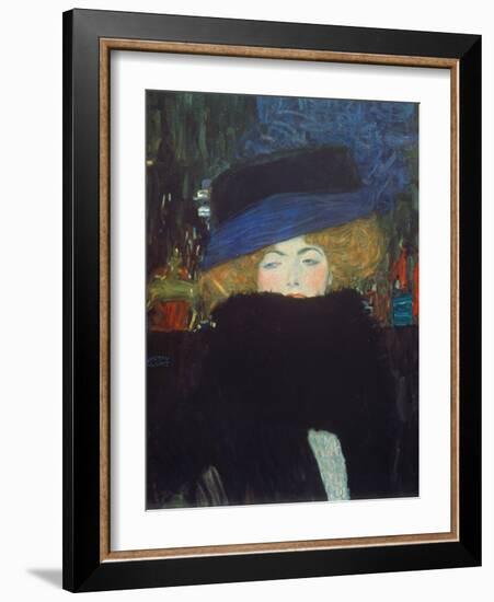 Lady with Hat and Feather Boa, 1909-Gustav Klimt-Framed Giclee Print