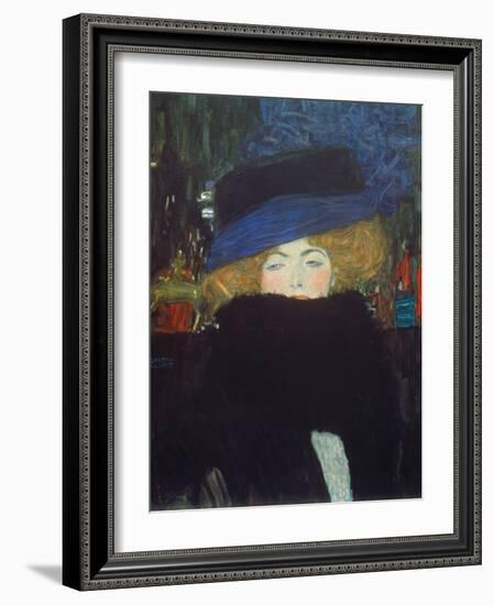 Lady with Hat and Feather Boa, 1909-Gustav Klimt-Framed Giclee Print