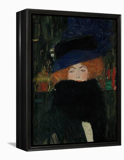 Lady with Hat and Feather Boa, 1909-Gustav Klimt-Framed Premier Image Canvas