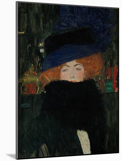 Lady with Hat and Feather Boa, 1909-Gustav Klimt-Mounted Giclee Print