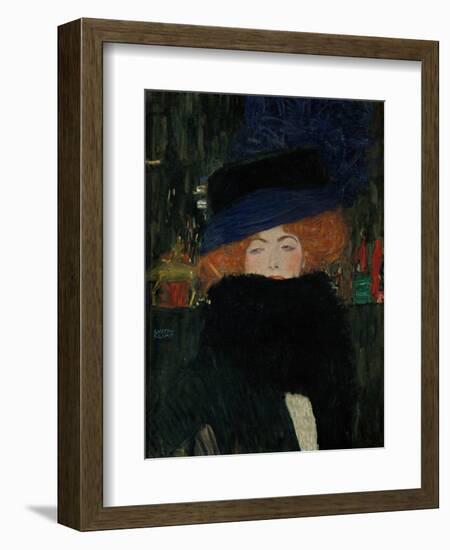 Lady with Hat and Feather Boa, 1909-Gustav Klimt-Framed Giclee Print