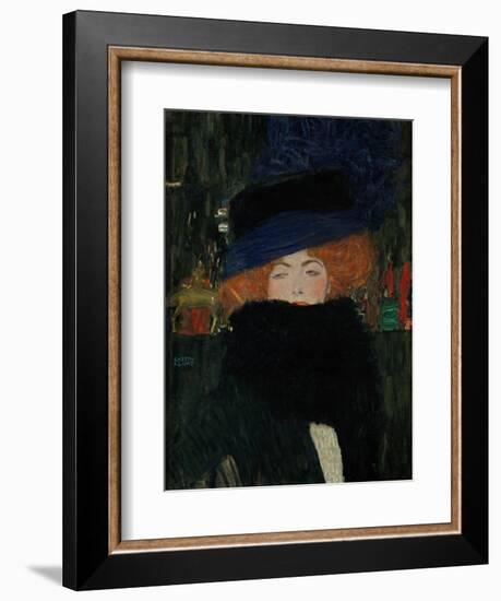 Lady with Hat and Feather Boa, 1909-Gustav Klimt-Framed Giclee Print