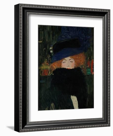 Lady with Hat and Feather Boa, 1909-Gustav Klimt-Framed Giclee Print