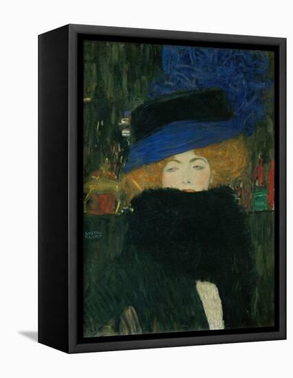 Lady with hat and feather boa. Oil on canvas (1909) 69 x 75 cm.-Gustav Klimt-Framed Premier Image Canvas