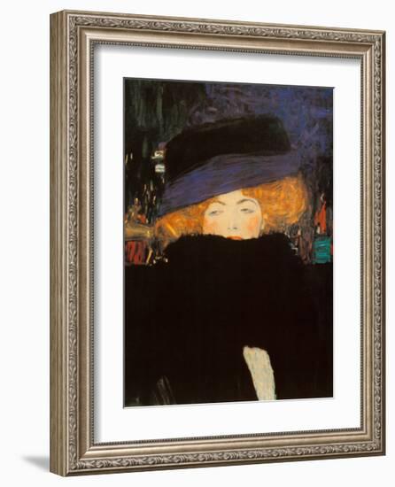 Lady with Hat-Gustav Klimt-Framed Art Print