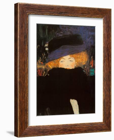 Lady with Hat-Gustav Klimt-Framed Art Print