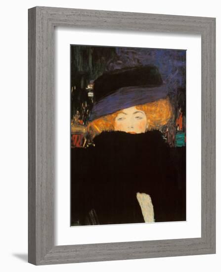 Lady with Hat-Gustav Klimt-Framed Art Print